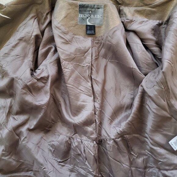Mac & Jac Gold Metallic Ruffled Sleeve Blazer Jacket SZ L - Picture 8 of 10